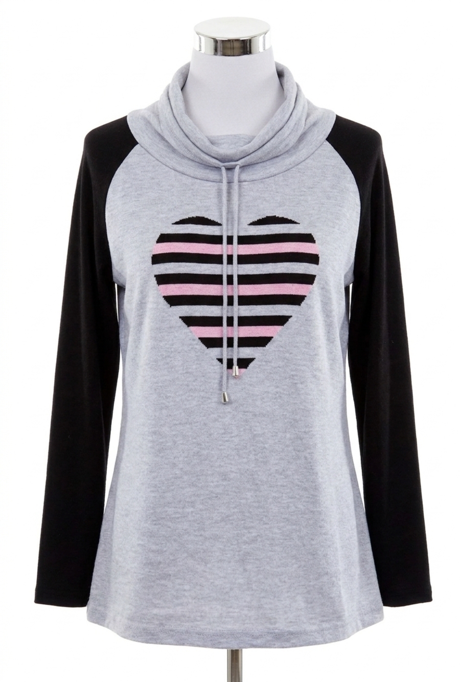 NEW ANGEL drawstring with heart sweatshirt in frost